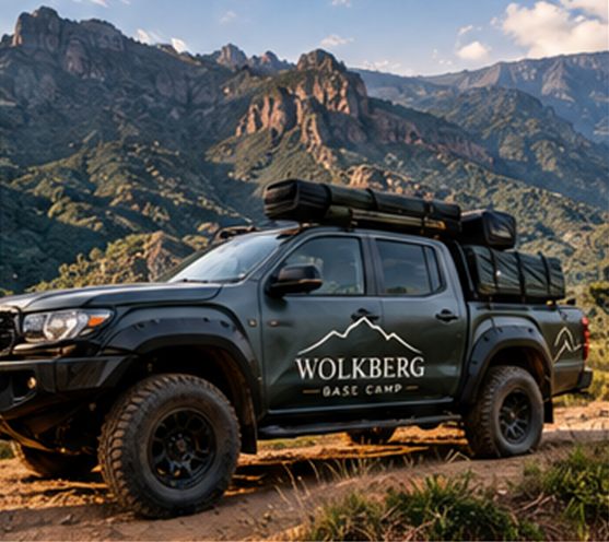 Branded 4x4 vehicle in the mountains